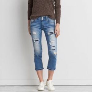 American Eagle Distressed Artist Crop Jeans